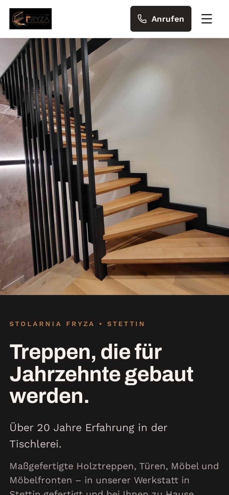 Tischlerei Fryza – Ansicht auf dem Smartphone