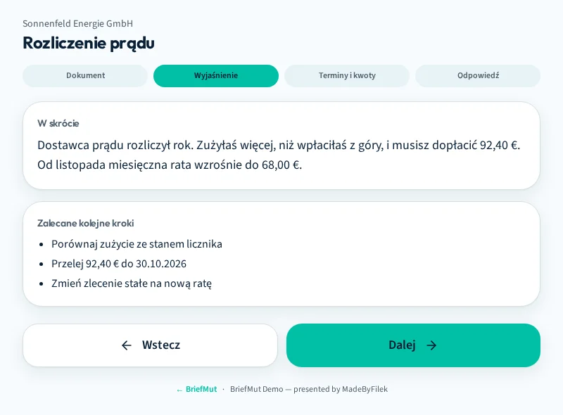 Wyjaśnienie i kolejne kroki
