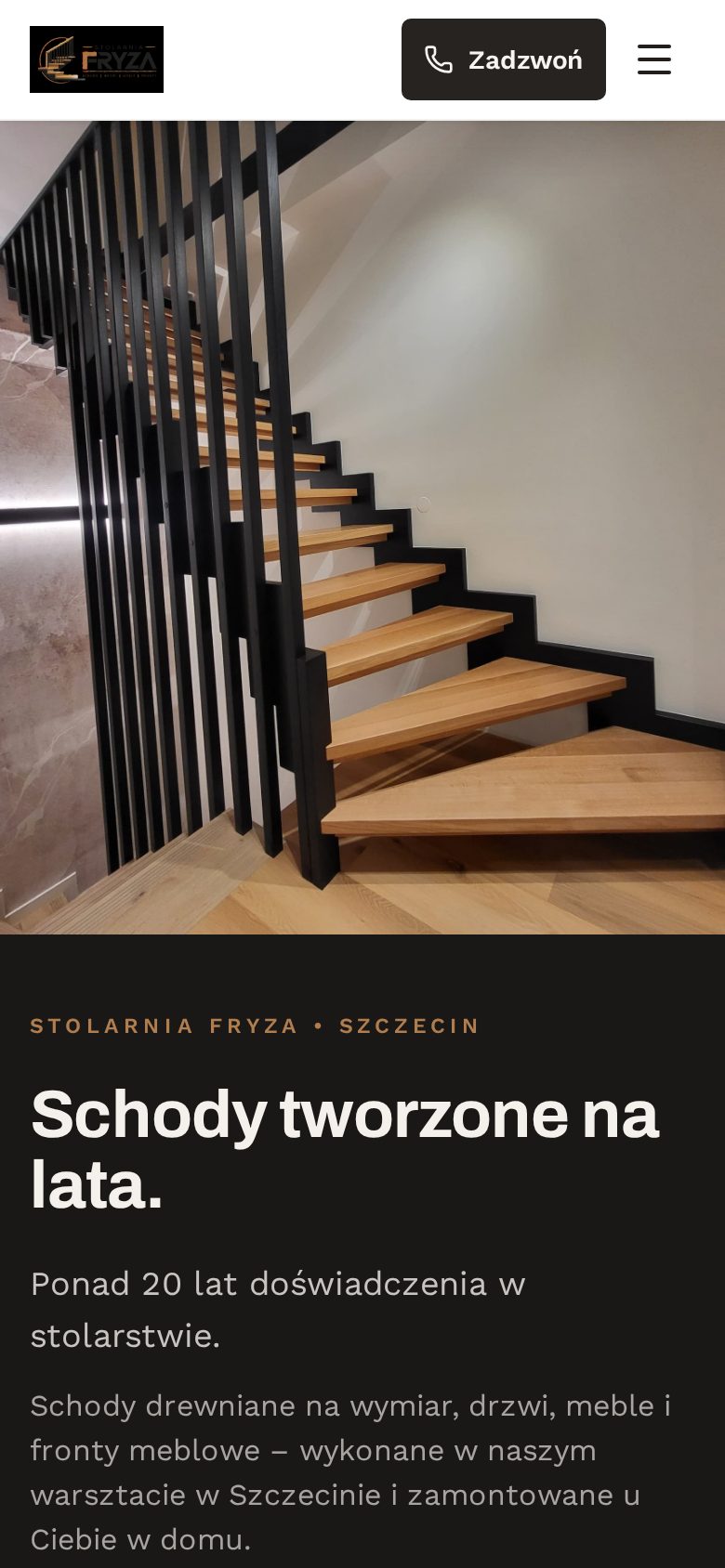 Stolarnia Fryza – widok na telefonie