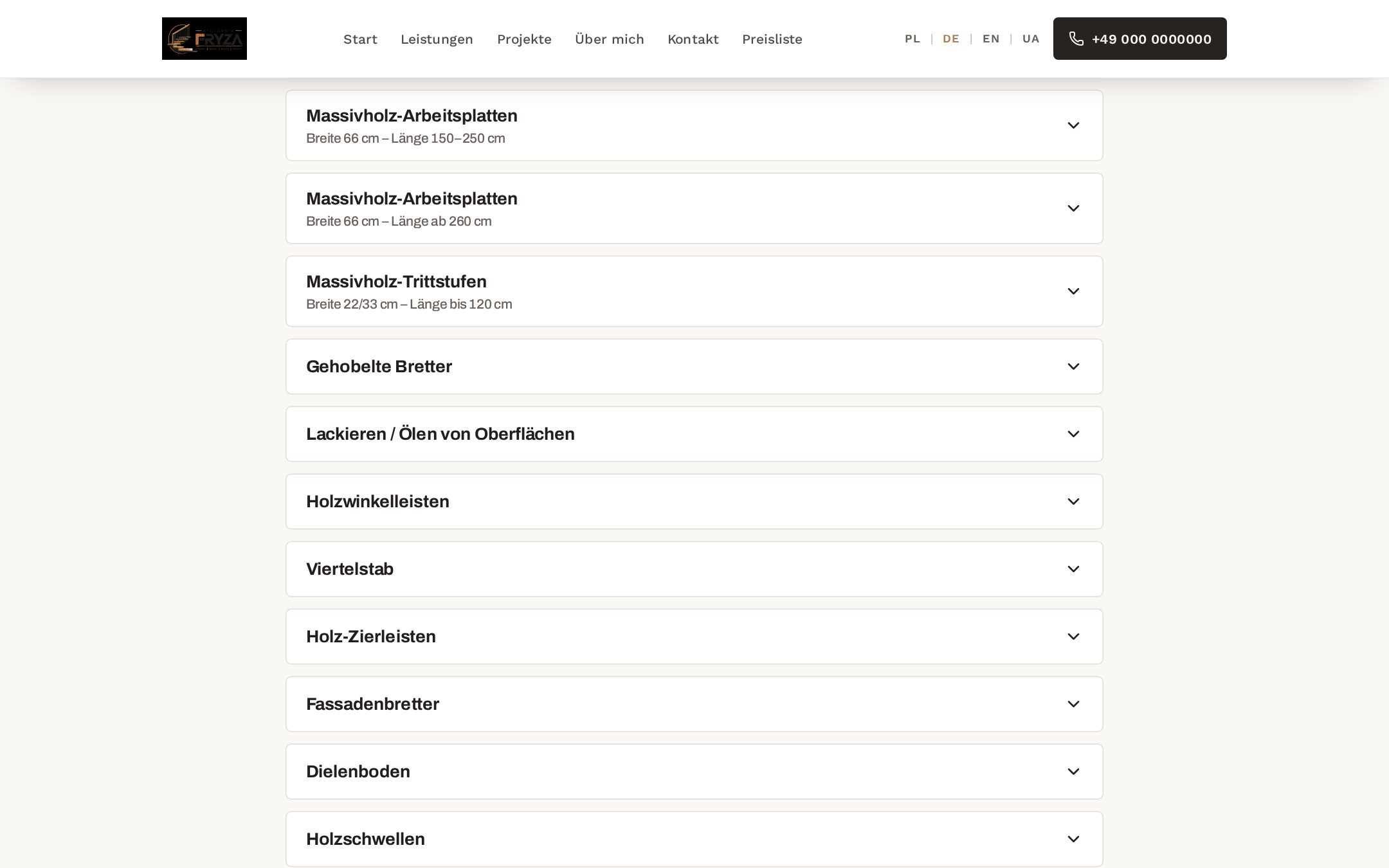 Strukturierte Preise für Produkte und Leistungen.