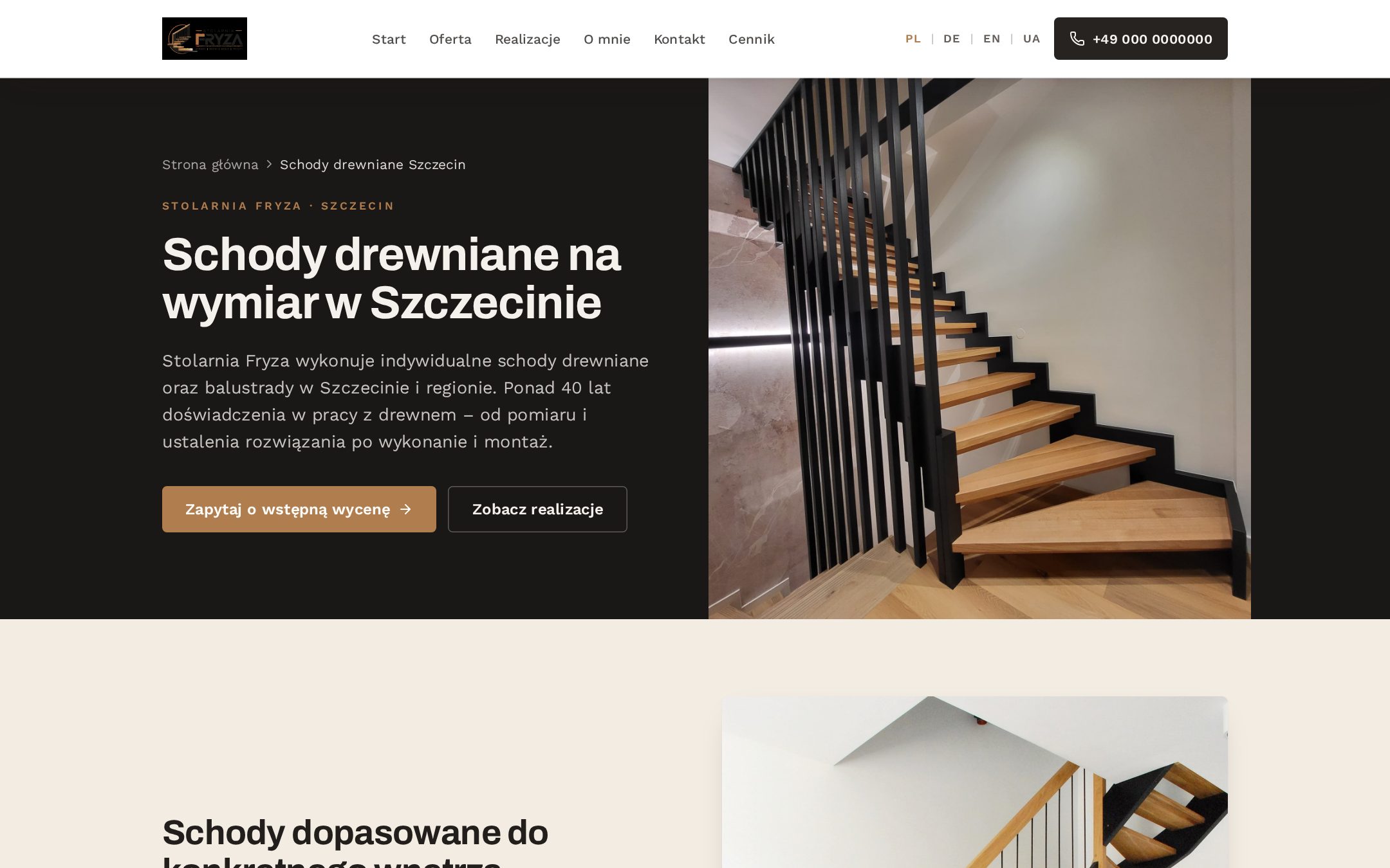 Przykład: Schody drewniane na wymiar w Szczecinie