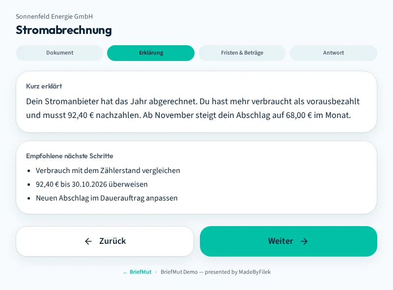 Erklärung & nächste Schritte